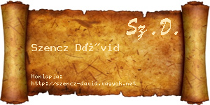 Szencz Dávid névjegykártya